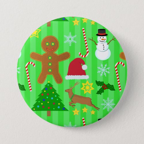 Cute Christmas Collage Holiday Pattern Pinback Button