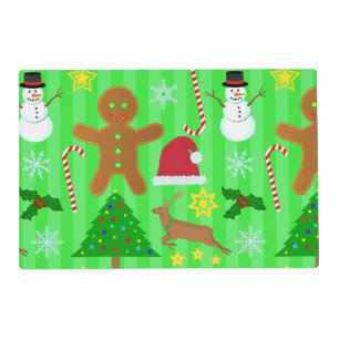Cute Christmas Collage Holiday Pattern Placemat