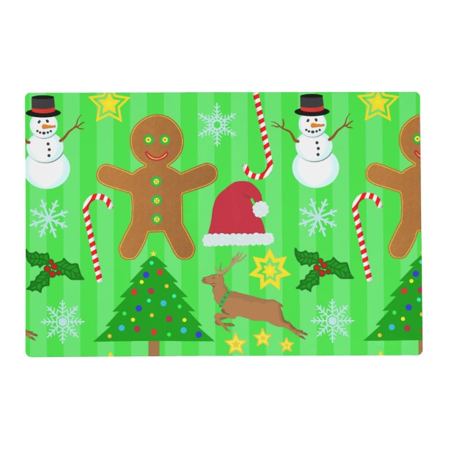 Cute Christmas Collage Holiday Pattern Placemat (Front)