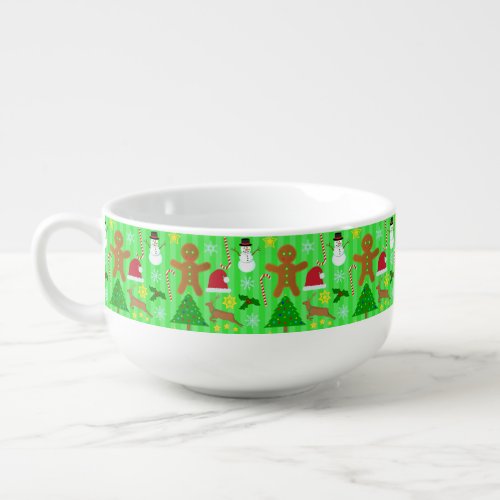 Cute Christmas Collage Holiday Pattern Soup Mug