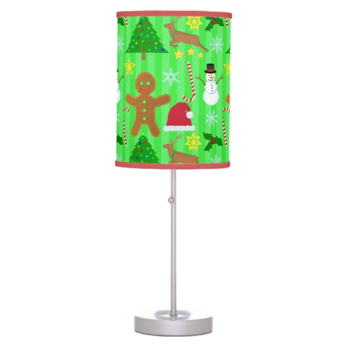 Cute Christmas Collage Holiday Pattern Table Lamp