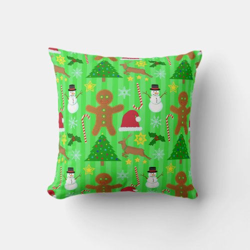 Cute Christmas Collage Holiday Pattern Throw Pillow