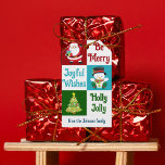 Cute Christmas Collage Santa Snowman Custom Kids Gift Tags<br><div class="desc">This cute custom children's Christmas gift tag features a beautiful collage of all of your favorite holiday staples. Jolly Santa Claus on red, a pretty Christmas tree on green, joyful snowman on blue, and adorable penguin wearing a scarf alongside your personalized text. Customize your own holiday gifts with this festive...</div>
