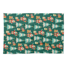 Cute Christmas colorful Santa scene vintage vibe