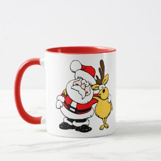 Cute Christmas Combo mug., Santa & Reindeer Mug