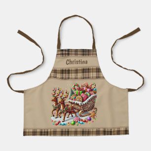 Cute Christmas cookie baking sleigh Apron