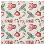 Cute Christmas Cookie Candy Cane Mitten Pattern Fabric