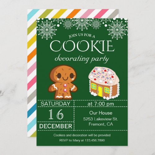 Cute Christmas Cookie Decorating Party Invitation