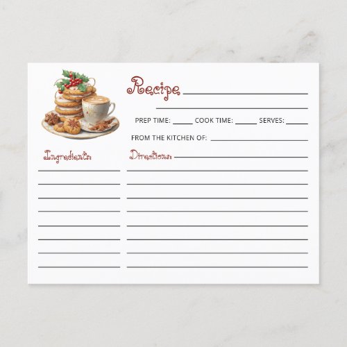 Cute Christmas Cookie Exchange Holiday Recipe Postcard
