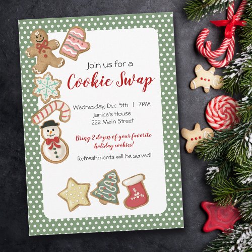 Cute Christmas Cookie Exchange Invitation