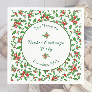 Cute Christmas Cookie Exchange Party Custom Name Napkins