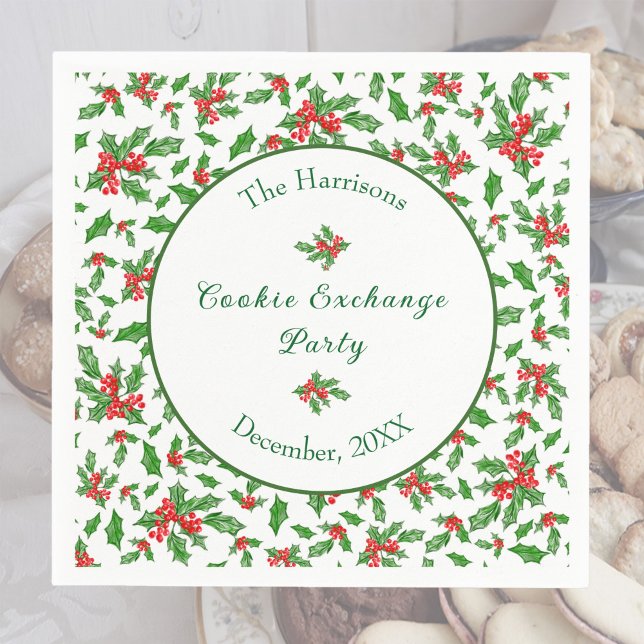 Cute Christmas Cookie Exchange Party Custom Name Napkins (Creator Uploaded)