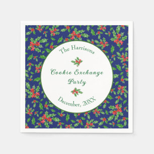Cute Christmas Cookie Exchange Party Custom Name Napkins