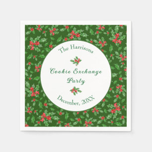 Cute Christmas Cookie Exchange Party Custom Name Napkins