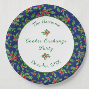 Cute Christmas Cookie Exchange Party Custom Name Paper Plates