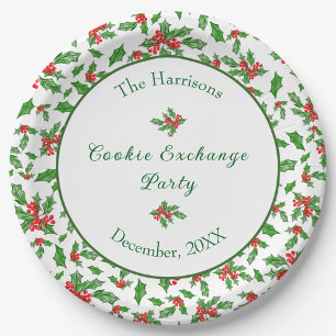 Cute Christmas Cookie Exchange Party Custom Name Paper Plates