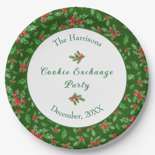 Cute Christmas Cookie Exchange Party Custom Name Paper Plates
