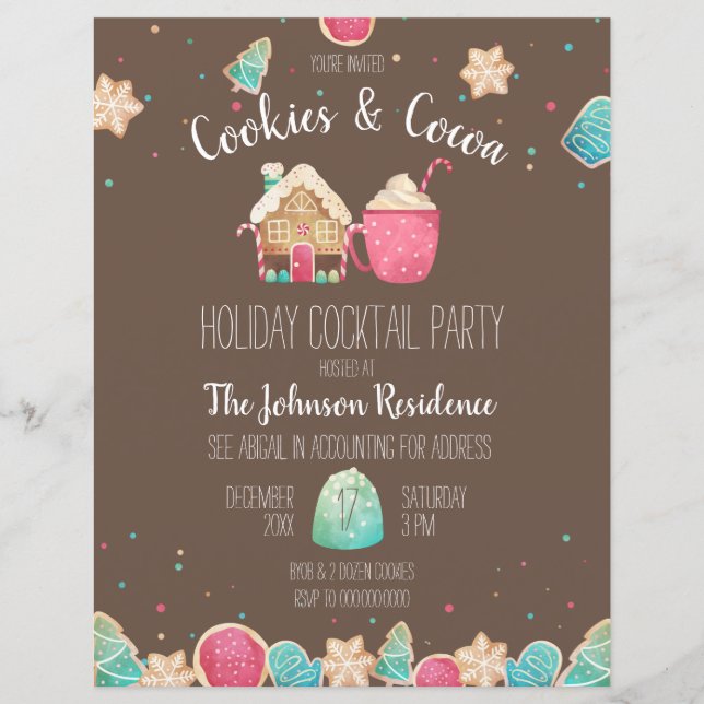 Cute Christmas Cookie Exchange Party Flyer (Front)