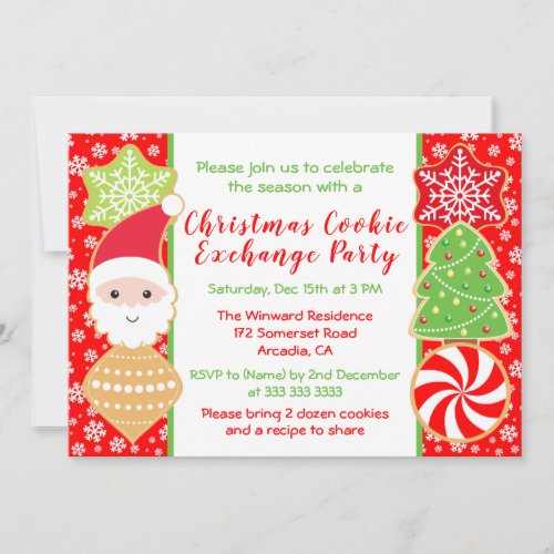 Cute Christmas Cookie Exchange Party Invitation