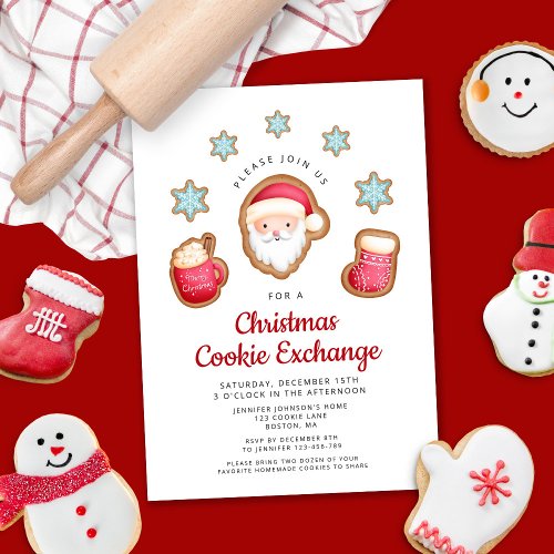 Cute Christmas Cookie Exchange Party Invitation