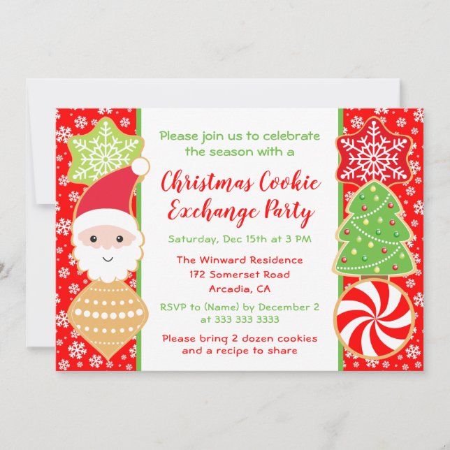 Cute Christmas Cookie Exchange Party Invitation (Front)