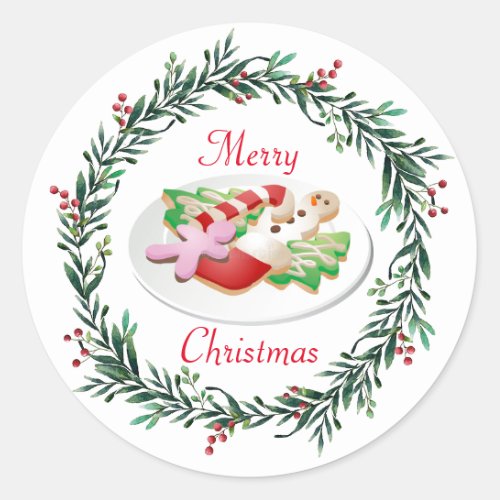 Cute Christmas Cookie Packaging Holday Classic Round Sticker