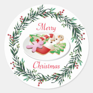 Cute Christmas Cookie Packaging Holday Classic Round Sticker