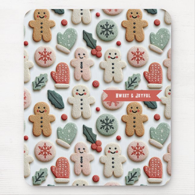 Cute Christmas Cookie Pattern Mouse Pad (Front)