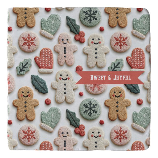 Cute Christmas Cookie Pattern Trivet (Front)