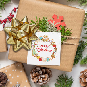 Cute Christmas Cookie Wreath Gift Favor Tags