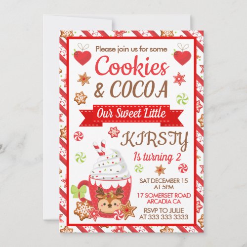 Cute Christmas Cookies and Cocoa Birthday Invitation