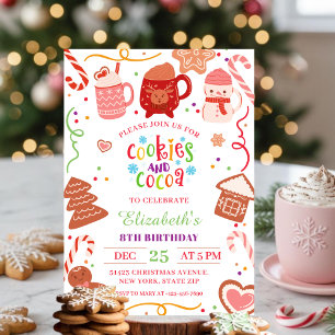 Cute Christmas Cookies and Cocoa Birthday party  Invitation