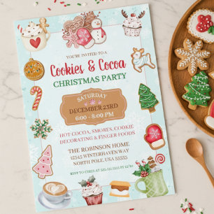 Cute Christmas Cookies and Cocoa Exchange Party Invitation