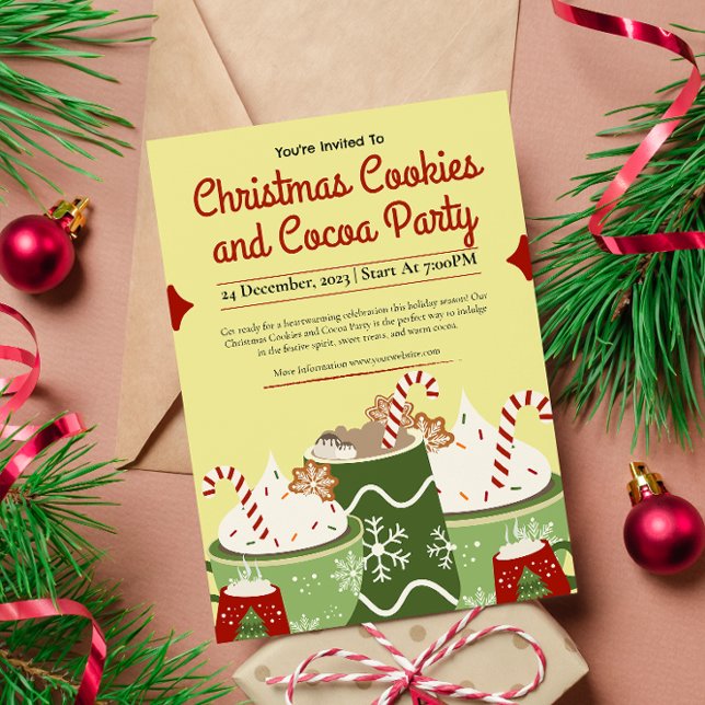 Cute Christmas Cookies and Cocoa Party Invitation (Creator Uploaded)