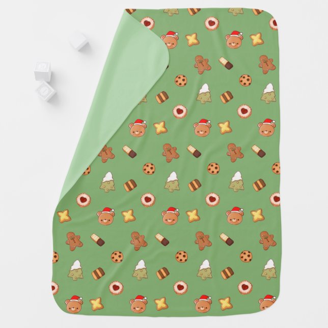Cute Christmas Cookies Happy Holiday Biscuits  Baby Blanket (In Situ)