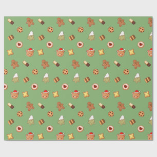Cute Christmas Cookies Happy Holiday Biscuits Wrapping Paper