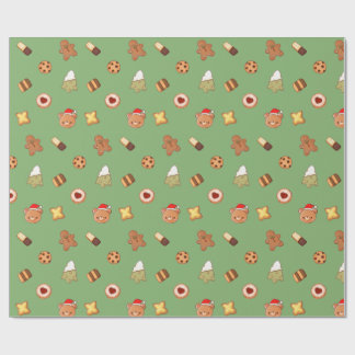 Cute Christmas Cookies Happy Holiday Biscuits Wrapping Paper