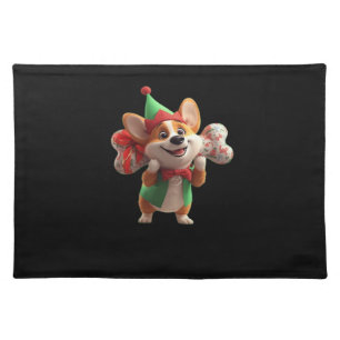 Cute Christmas Corgi Classic T-Shirt Cloth Placemat