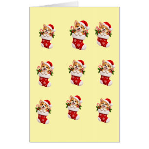 Cute Christmas Corgi Dog Festive Pattern Fleece Bl Card