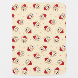 Cute Christmas Corgi Dog Pattern   Holidays Baby Blanket