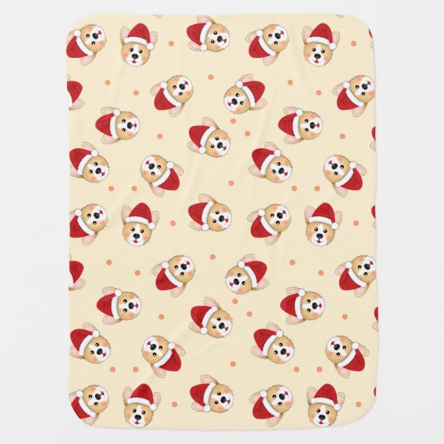 Cute Christmas Corgi Dog Pattern | Holidays Baby Blanket (Front)