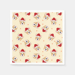 Cute Christmas Corgi Dog Pattern Holidays Napkins
