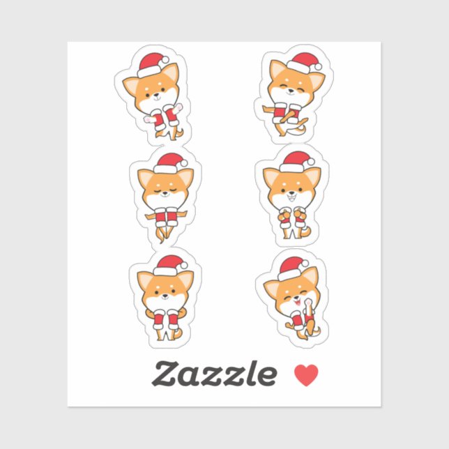 Cute Christmas Corgi Dog Sticker Pack (Sheet)