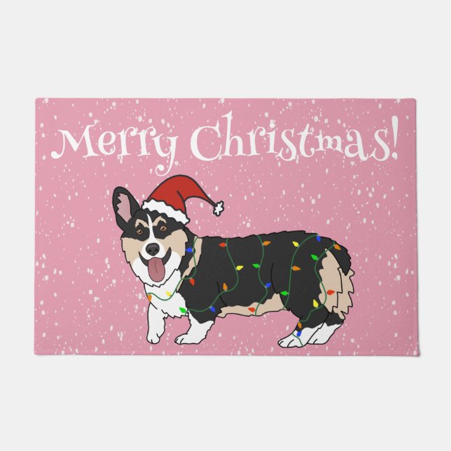 Cute Christmas Corgi Doormat (Front)