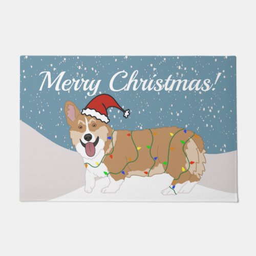 Cute Christmas Corgi  Doormat