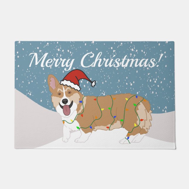 Cute Christmas Corgi  Doormat (Front)