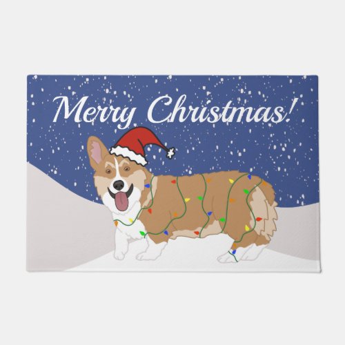 Cute Christmas Corgi Doormat