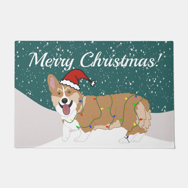 Cute Christmas Corgi Doormat (Front)