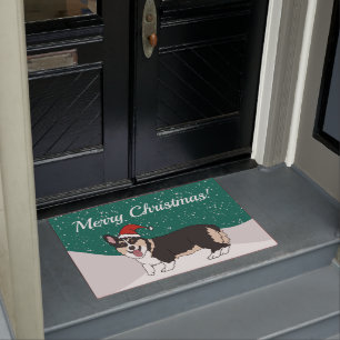 Cute Christmas Corgi Doormat