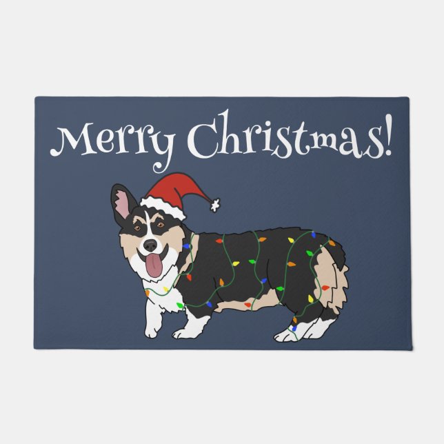 Cute Christmas Corgi Doormat (Front)